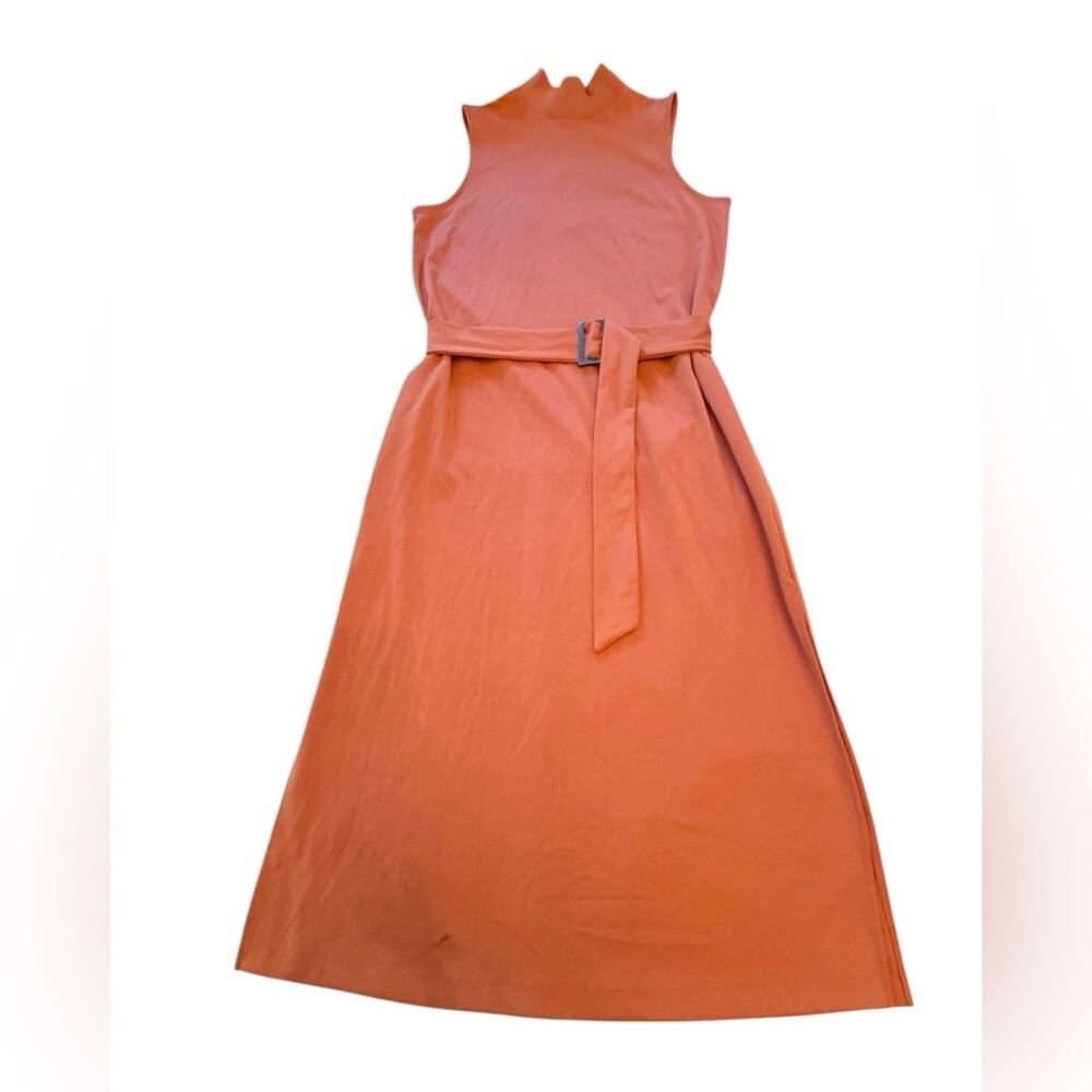 Prologue Calm Orange Sleeveless Mock-Neck Belted Dress with Pockets Size Small - Picture 6 of 16